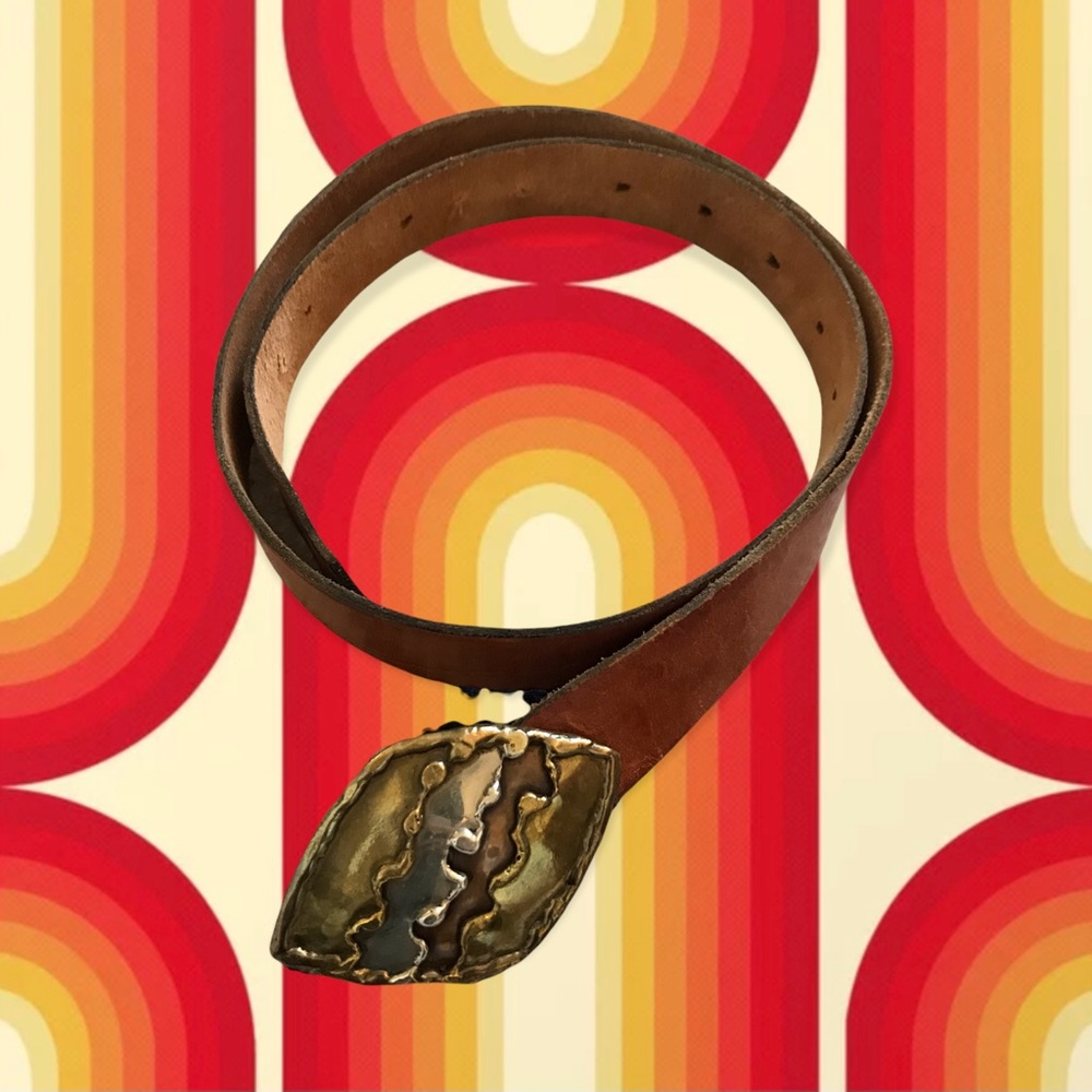 70’s Vintage Handmade Leather Belt & Buckle